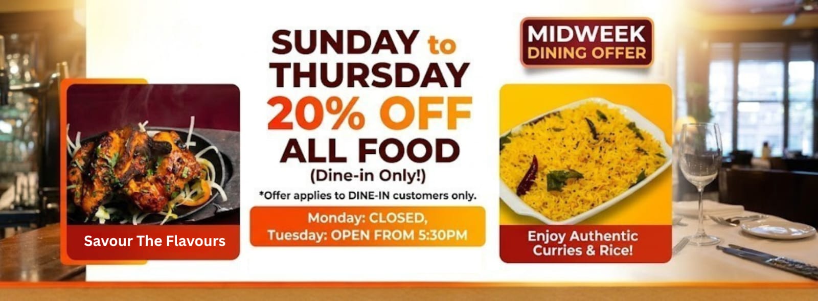 Tamasha Indian Restaurant Bromley-Home 5 Mid week offer on dine in